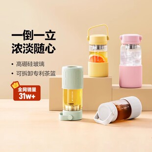 【团购炼接】北鼎玻璃杯系列泡茶随手杯泡茶吨吨杯茶篮吸管玻璃杯