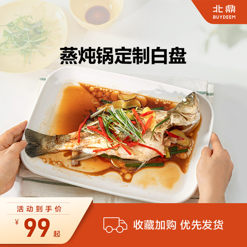 适配蒸炖锅陶瓷长方形盘子蒸菜