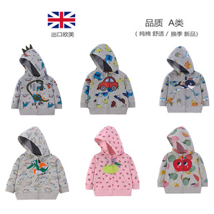 出口欧美新生儿宝宝卫衣春秋儿童恐龙上衣连帽拉链衫婴幼童外套