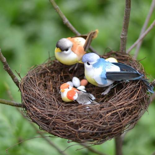 整套仿真小鸟鸟巢鸟蛋田园装饰物
