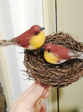 仿真小鸟圣诞摆件羽毛鸟卡通动物