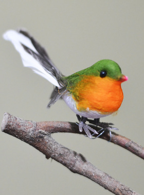 圣诞装饰物仿真鸟逼真摆件羽毛鸟