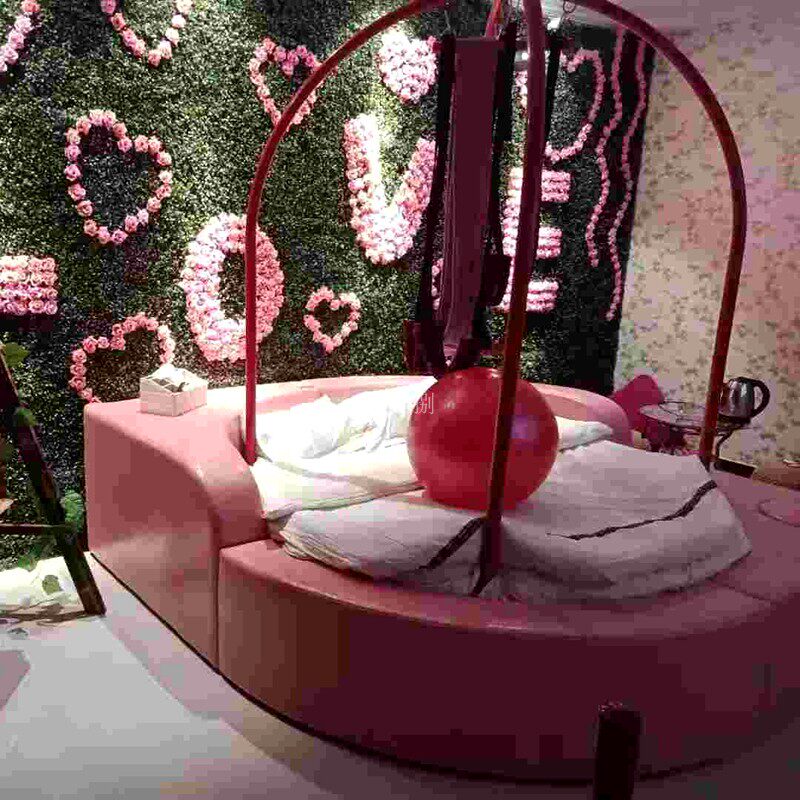 秋千床会所洗浴桑拿圆情趣床电动主题酒店民宿精品宾馆家具轻奢床