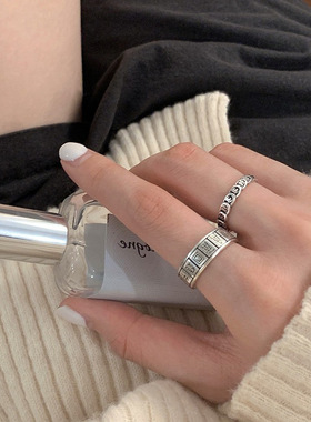 民族风S925银钱多多戒指女复古时尚气质嘻哈麻将开口指环食指戒潮