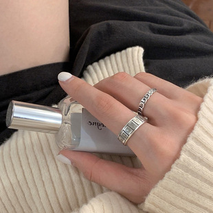民族风S925银钱多多戒指女复古时尚气质嘻哈麻将开口指环食指戒潮