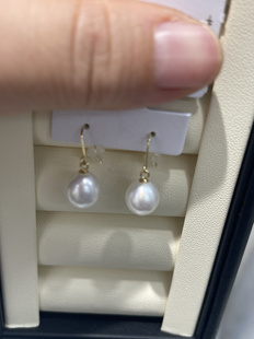【日本直邮】南洋澳白小水滴8.5mm18k耳针 肉眼无暇皮光好