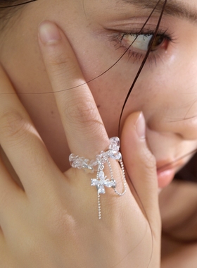 原创设计水晶编织蝴蝶纯银戒指