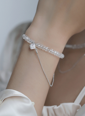 原创设计白水晶多层925纯银手链