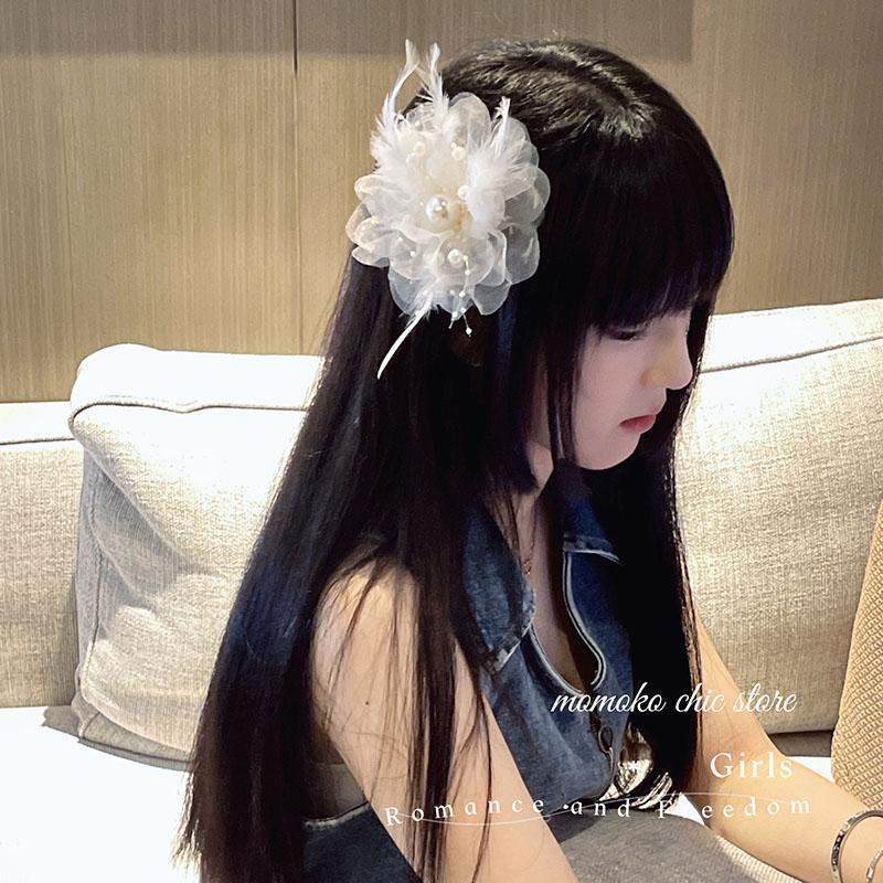 胸针氛围感羽毛花朵抓夹发饰