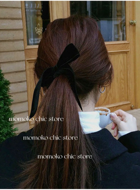 韩国ins天鹅绒蝴蝶结头饰 发绳皮筋女扎头低马尾发饰女2025新款