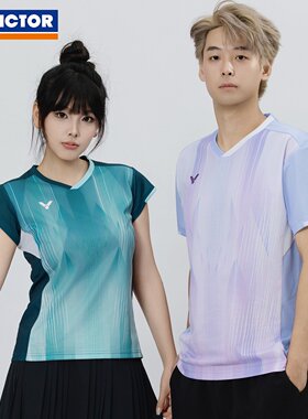 victor威克多羽毛球服胜利大赛款男女针织运动短袖T恤T-60002TD