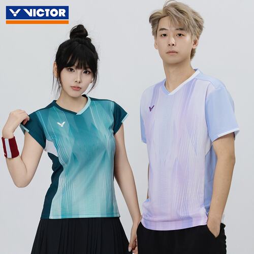 victor威克多羽毛球服胜利大赛款男女针织运动短袖T恤T-60002TD