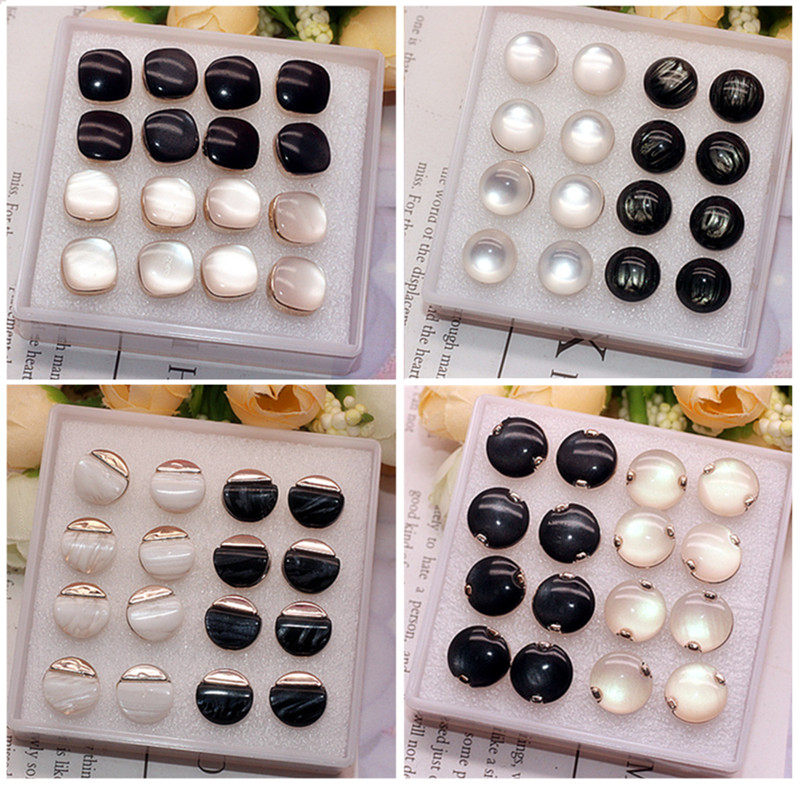 【8对装】日韩简约塑料耳钉一整盒装方形圆形耳钉胶针学生,饰品/流行首饰/时尚饰品新,耳钉,淘宝优惠券,粉丝福利购,淘宝优惠卷