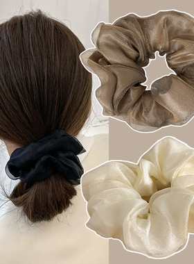 高弹简约森系网纱大肠发圈发绳高级感扎头绳皮筋优雅百搭发绳发饰