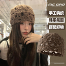 手工镂空针织帽子女2025新款 编织毛线帽包头帽 显脸小冷帽秋冬薄款