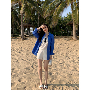 衬衫 高级感克莱因蓝长袖 女慵懒宽松舒适休闲衬衣 智性轮廓 MULVAN