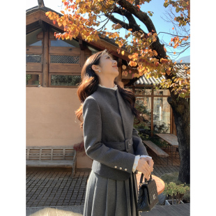 毛呢外套女短款 MULVAN 高级感立领修身 一衣两穿 外套 现货8折