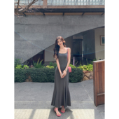 带胸垫吊带裙女修身 MULVAN 现货6折 气质连衣裙包臀鱼尾长裙
