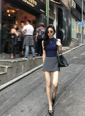 MULVAN 经典升级|防走光灰色西装半身裙女高级感包臀A字气质短裙