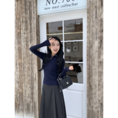 现货7折 设计感半拉链长袖 针织打底衫 MULVAN 女秋冬修身 毛衣