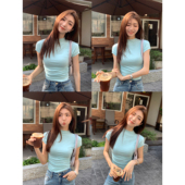 修身 MULVAN 针织上衣 T恤女夏新款 设计感辣妹短款 4色入 半高领短袖