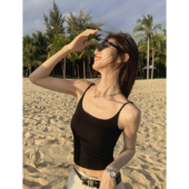 无袖 MULVAN 上衣 针织吊带背心女外穿带胸垫短款 修身 4色入 基础款