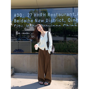 现货7折 子休闲长裤 宽松阔腿裤 垂感直筒拖地裤 女新款 MULVAN