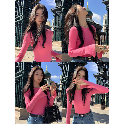 圆领针织衫女春季修身长袖打底衫