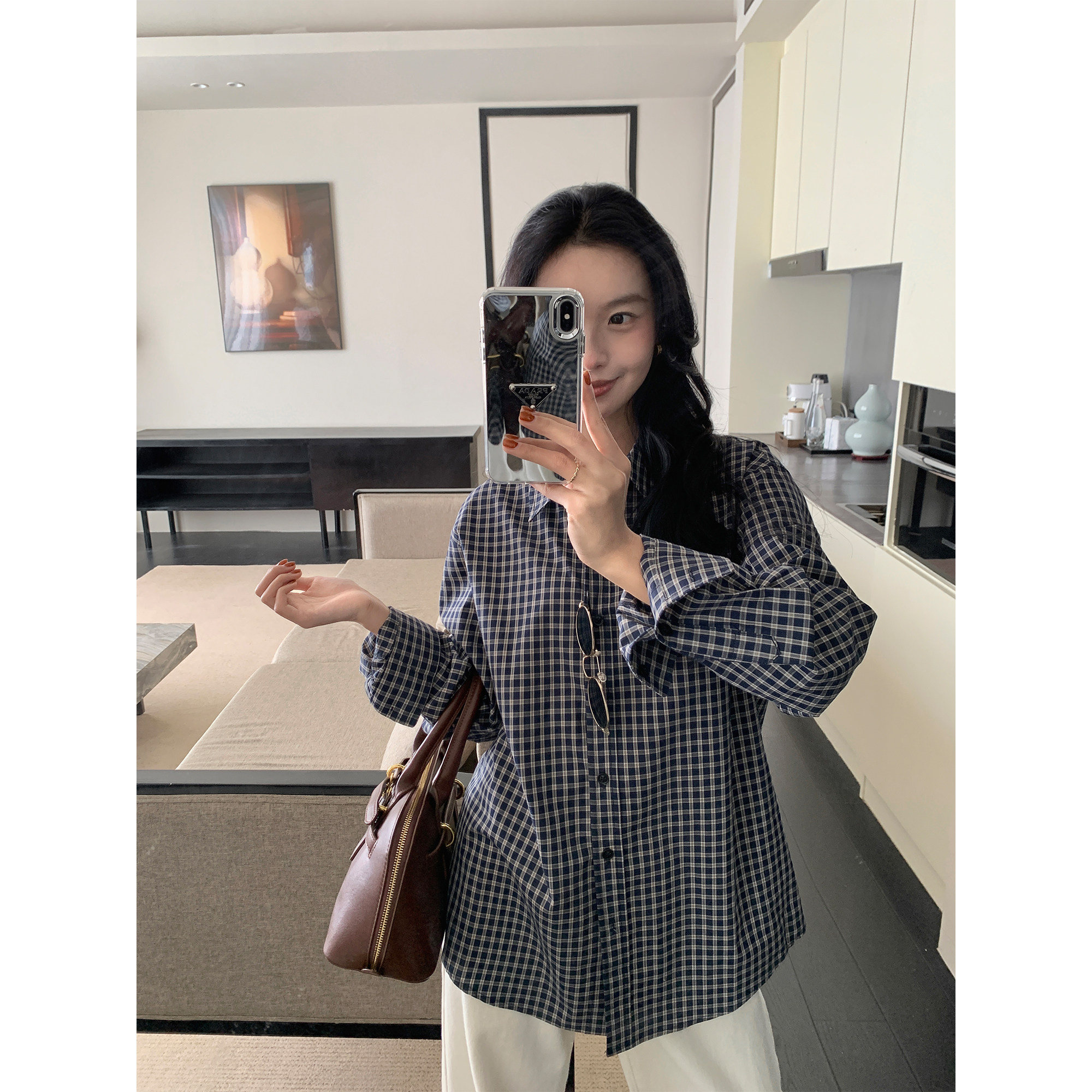 MULVAN 复古长袖格子衬衫女秋冬设计感休闲宽松内搭衬衣叠穿上衣,女装/女士精品,衬衫,淘宝优惠券,粉丝福利购,淘宝优惠卷