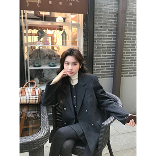 宽松圆领马甲半身裙三件套装 MULVAN 毛呢外套女经典 西装 高智巴恩