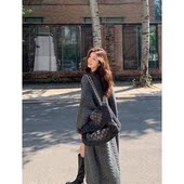 加厚开衫 MULVAN 麻花毛衣外套女秋冬宽松衫 灰色长款 现货7折