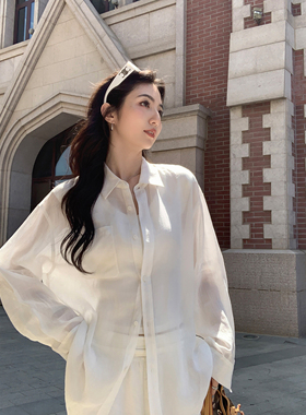 MULVAN 轻氧假日~1OO苎麻微透长袖防晒衬衫女松弛休闲宽松空调衫