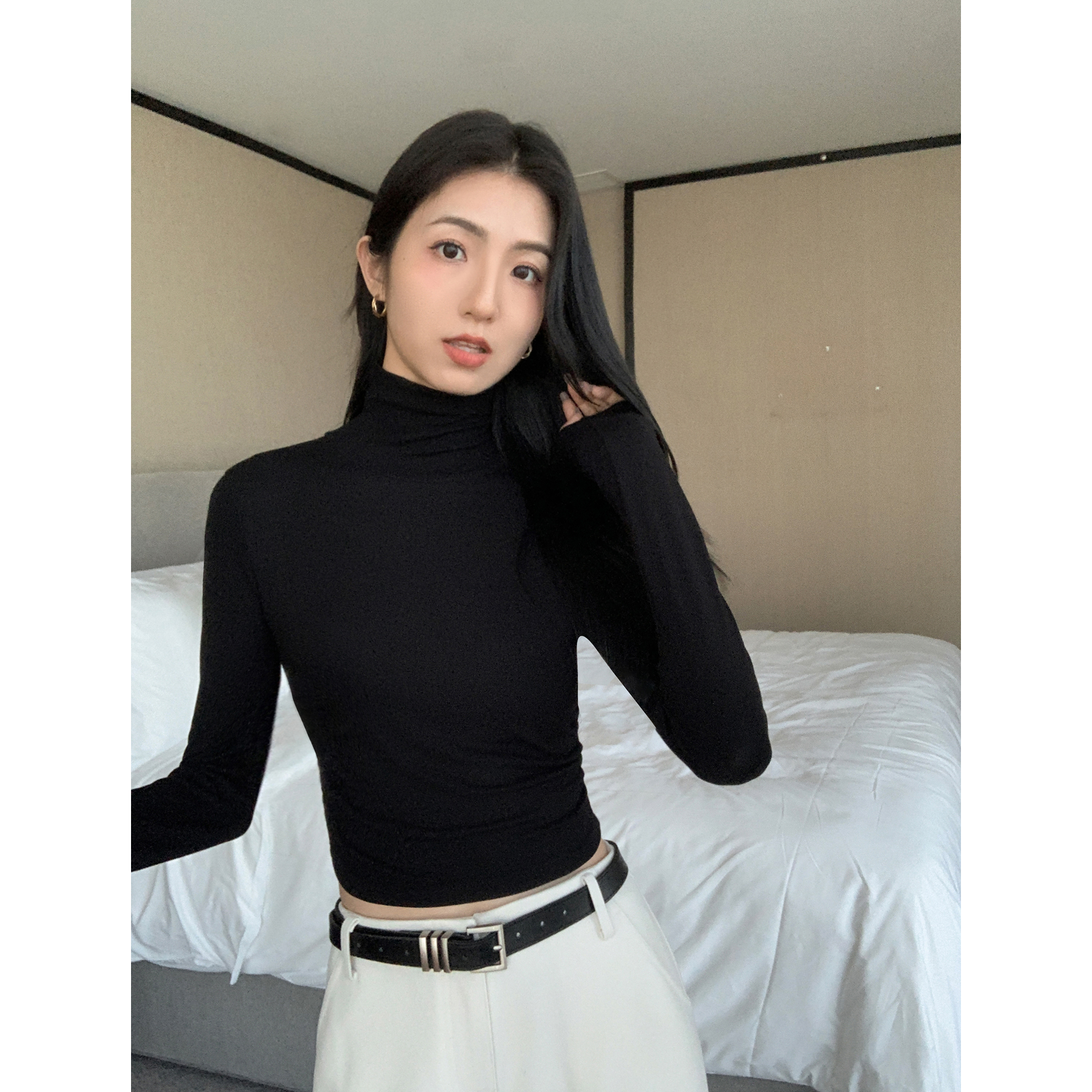 舒适百搭高领显瘦莫代尔针织面料