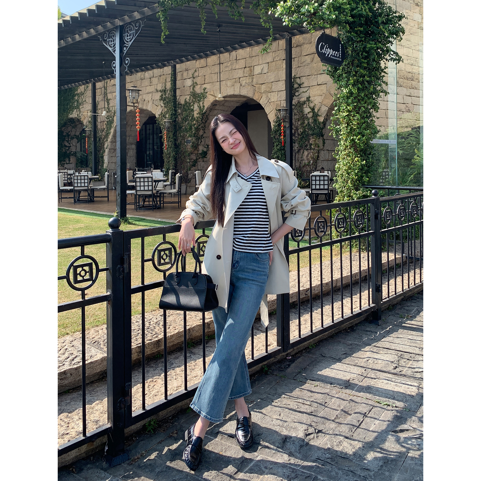 弹力九分牛仔裤女做旧洗水