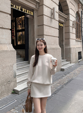 MULVAN【现货7折】灰色运动半身裙女休闲风高腰包臀卫衣裙