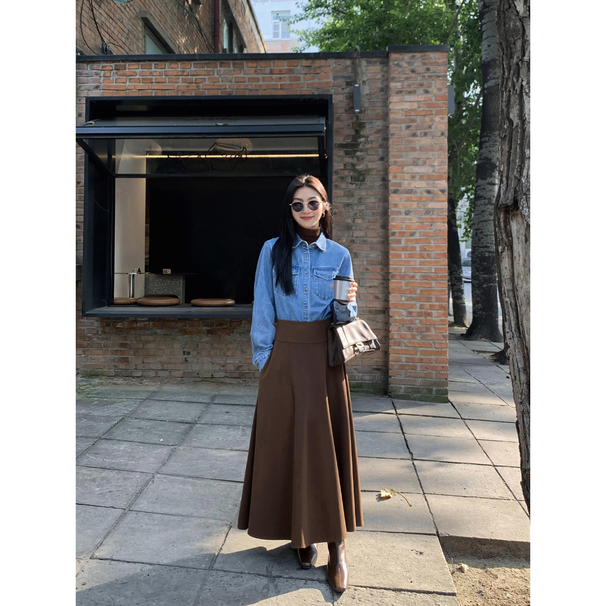 百搭优雅裙子散摆半身裙