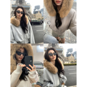 MULVAN 摇粒绒外套 美式 现货7折 可拆卸毛领连帽加绒卫衣女短款