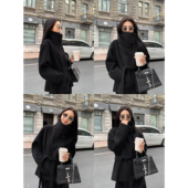 MULVAN复古设计感毛呢外套女秋冬宽松显瘦短款 气质小个子呢子大衣