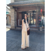 套装 上衣女阔腿休闲垂感拖地长裤 慵懒风气质挂脖宽松无袖 MULVAN