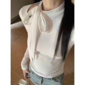 现货7折 设计感镂空蝴蝶结修身 针织衫 MULVAN 女短款 优雅上衣