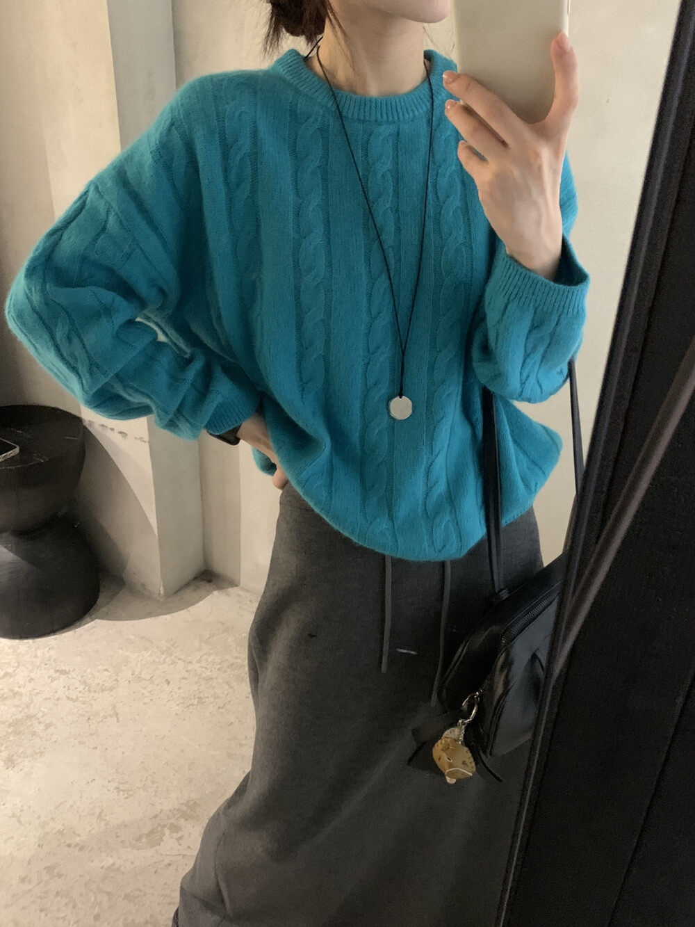 厚款麻花针织毛衣女冬款【KARMA】圆领绞花套头毛衣含35.9%绵羊毛