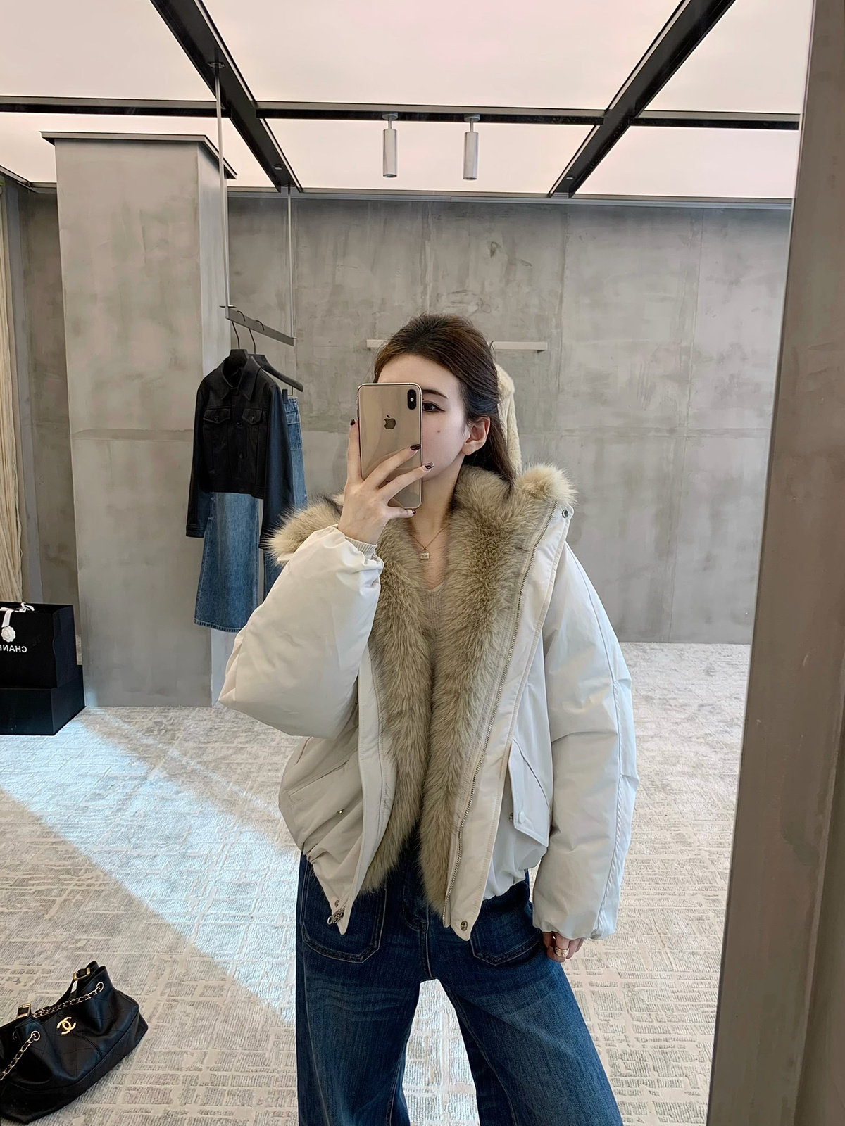 时髦精羽绒外套女【EASE】老钱高智穿搭大毛毛领保暖羽绒服外套