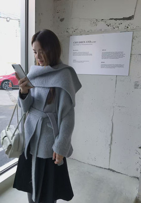 【FalleaF】韩系极简大围巾高品质苏力双面尼羊毛外套女含75%羊毛