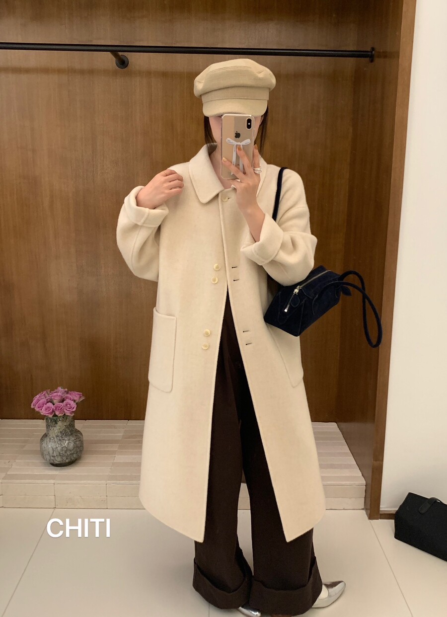 高级感羊绒呢大衣女【CHITI驰媞】韩系极简长款外套冬
