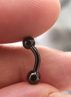 黑色系带弯钉男士专用穿刺饰品女士阴蒂穿孔弯杆乳钉眉钉穿环防敏