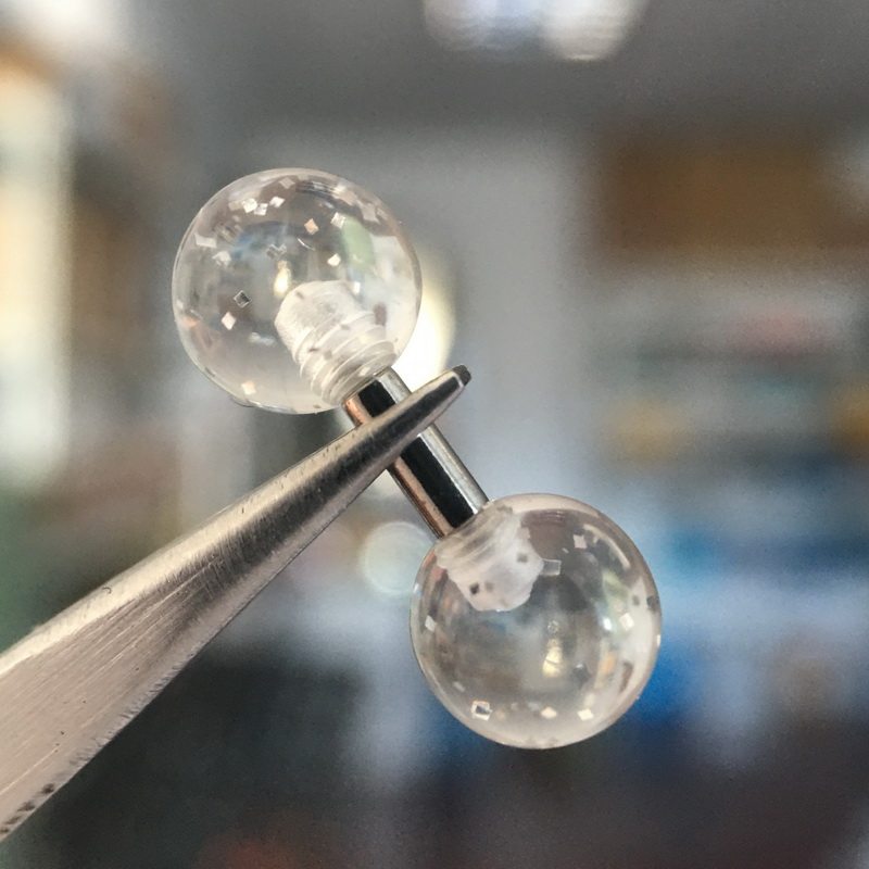 新款树脂球系带钉男士性感穿刺饰品乳钉钛钢直杆朋克摩擦pa钉穿孔