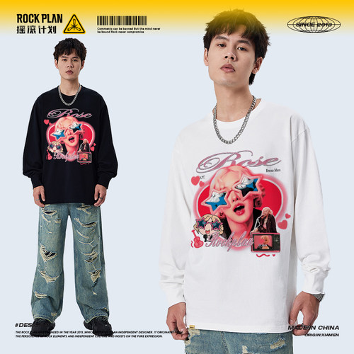 摇滚计划韩星rose朴彩英APT美式T恤甜美可爱风学生秋冬重磅长袖女