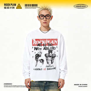 摇滚计划安迪沃霍尔和巴斯奎亚夏季复古T恤男款校园百搭透气潮牌