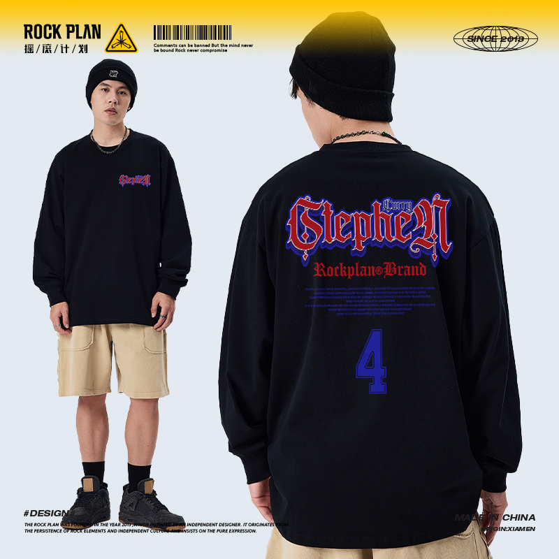 摇滚计划美国梦之队球星库里英文T恤篮球学生重磅高街嘻哈男短袖