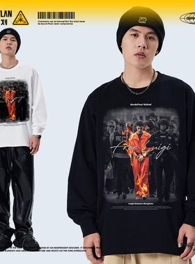 摇滚计划橙色超人CEO刺客路易吉美式长袖T恤男现实版蝙蝠侠秋冬季